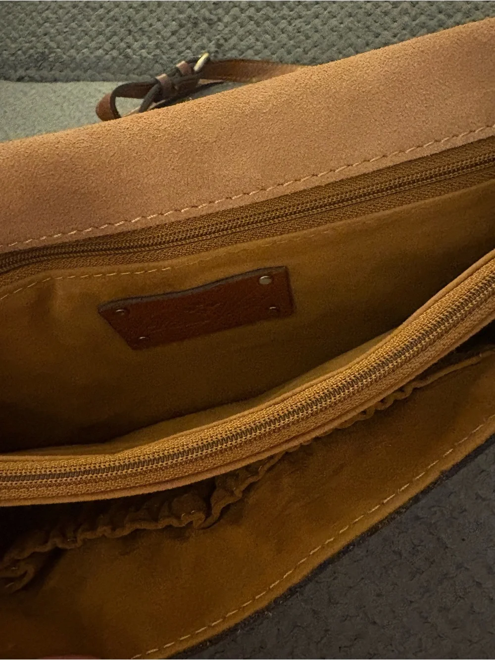 Patricia Nash Brown Leather Crossbody with Floral Trim